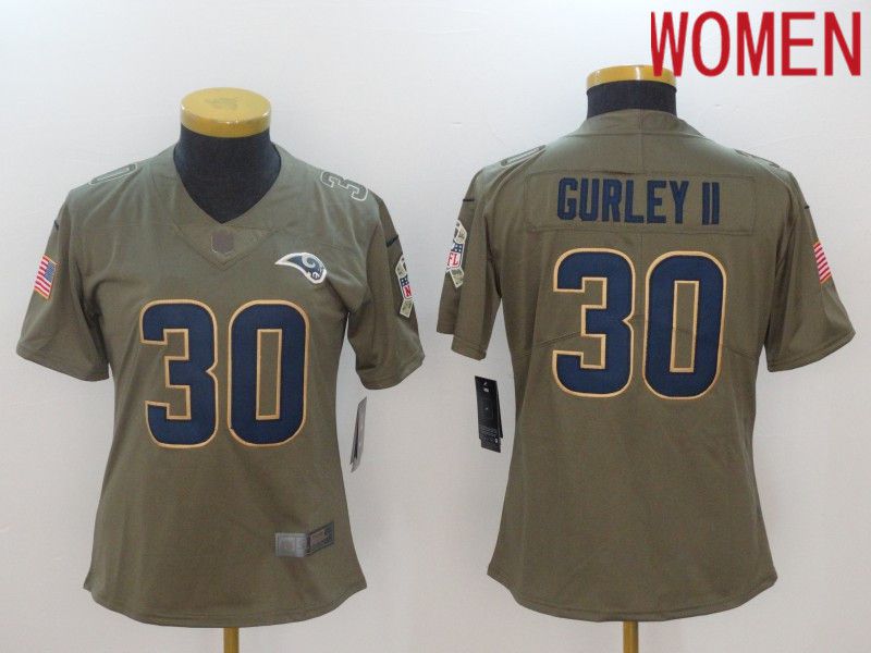 Women Los Angeles Rams #30 Gurley ii Green Nike Olive Salute To Service Limited NFL Jersey->women nfl jersey->Women Jersey